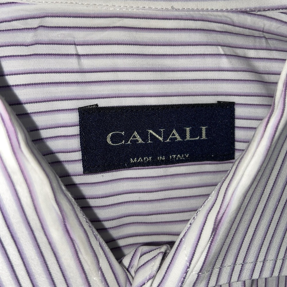 Canali Dress Shirt men's 15.75 40 Button Up Striped Cotton Casual Long Sleeve - Picture 3 of 12